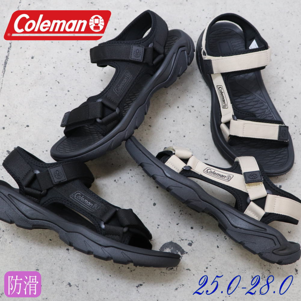 Rakuten - 即納 メンズ スポーツサンダル Coleman コールマン スポサン ベルクロサンダル 屈曲 アウトドア レジャー 海 No.532