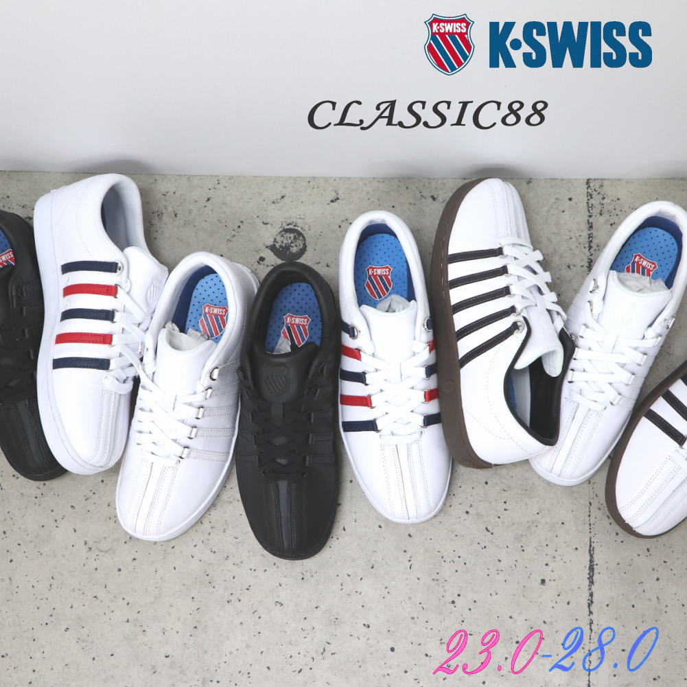 K-Swiss - K・SWISS ケースイス レザー スニーカー 本革 メンズ レディース コートタイプ レースアップ 紐靴 classic88