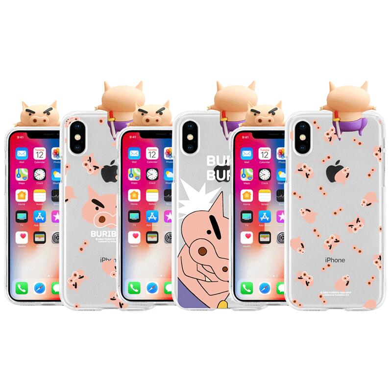 JN クレヨンしんちゃん ぶりぶりざえもん フィギュア iPhone Galaxy 透明ゼリー ケース カバー スマホケース Crayon Shinchan BURIBURI Figure Clear Jelly Case Cover