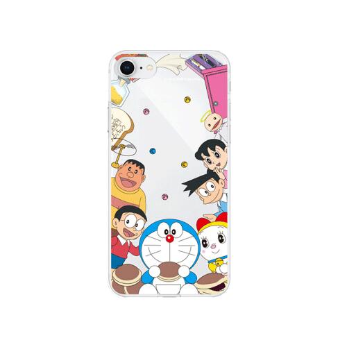 CQ ドラえもん パターン iPhone Galaxy 透明ゼリー ケース カバー スマホケース DORAEMON PATTERN Clear Jelly Case Cover