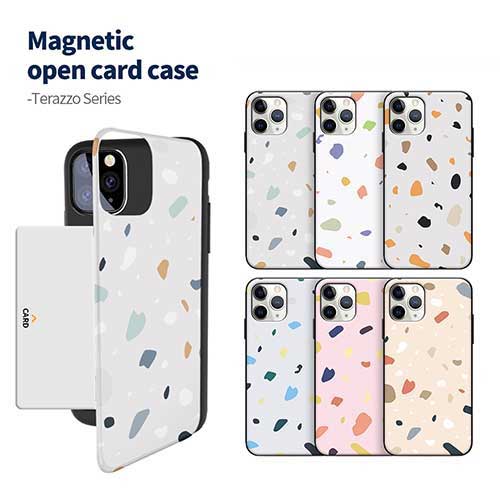 DC テラゾー iPhone Galaxy マグネット カード ドア バンパー ケース カバー スマホケース TERAZZO Magnetic Card Door Bumper Case Cover カード2枚が収納できる実用性 ミラーが入っております。