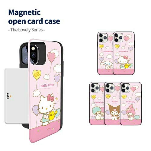 SI サンリオ ザ ラブリー iPhone Galaxy マグネット カード ドア バンパー ケース カバー スマホケース Sanrio Characters Hello Kitty and Friends The Lovely Magnetic Card Door Bumper Case Cover カード2枚が収納できる実用性 ミラーが入っております。