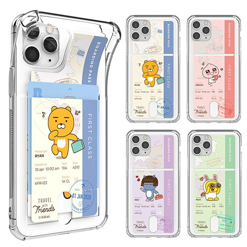 S2 카카오프렌즈 트래블 투명 iPhone Galaxy 방탄 카드 케이스 커버 스마트폰 케이스 KAKAO FRIENDS TRAVEL CLEAR AIR CUSHION CARD CASE COVER 카드 1장을 수납할 수 있는 실용성