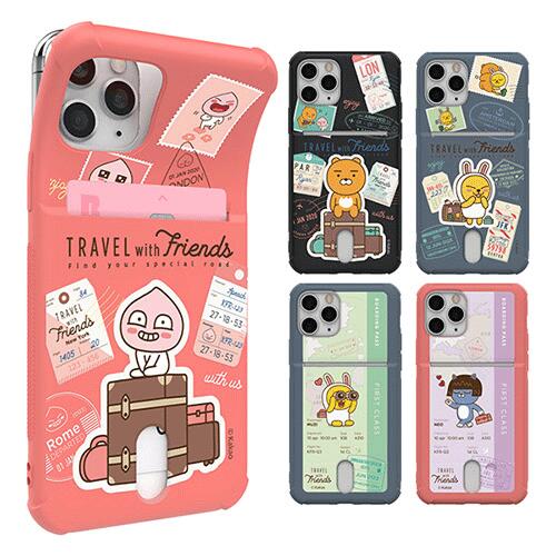 S2 카카오프렌즈 트래블 컬러 iPhone Galaxy 방탄 카드 케이스 커버 스마트폰 케이스 KAKAO FRIENDS TRAVEL COLOR AIR CUSHION CARD CASE COVER 카드 1장을 수납할 수 있는 실용성