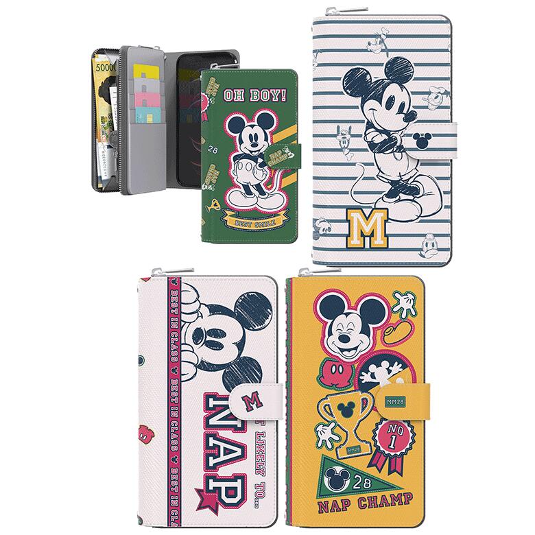 S2 ディズニー ミッキーマウス バーシティ iPhone Galaxy ファスナー 手帳型 ケース カバー スマホケース DISNEY MICKEY MOUSE VARSITY ZIPPER DIARY CASE