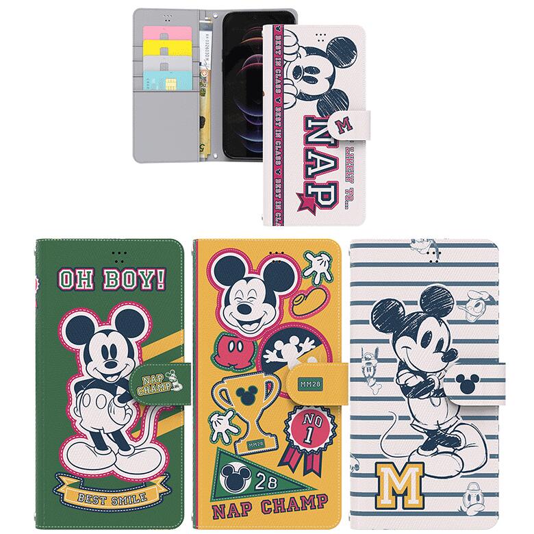 S2 ディズニー ミッキーマウス バーシティ iPhone Galaxy 手帳型 ケース カバー スマホケース DISNEY MICKEY MOUSE VARSITY THIN DIARY CASE