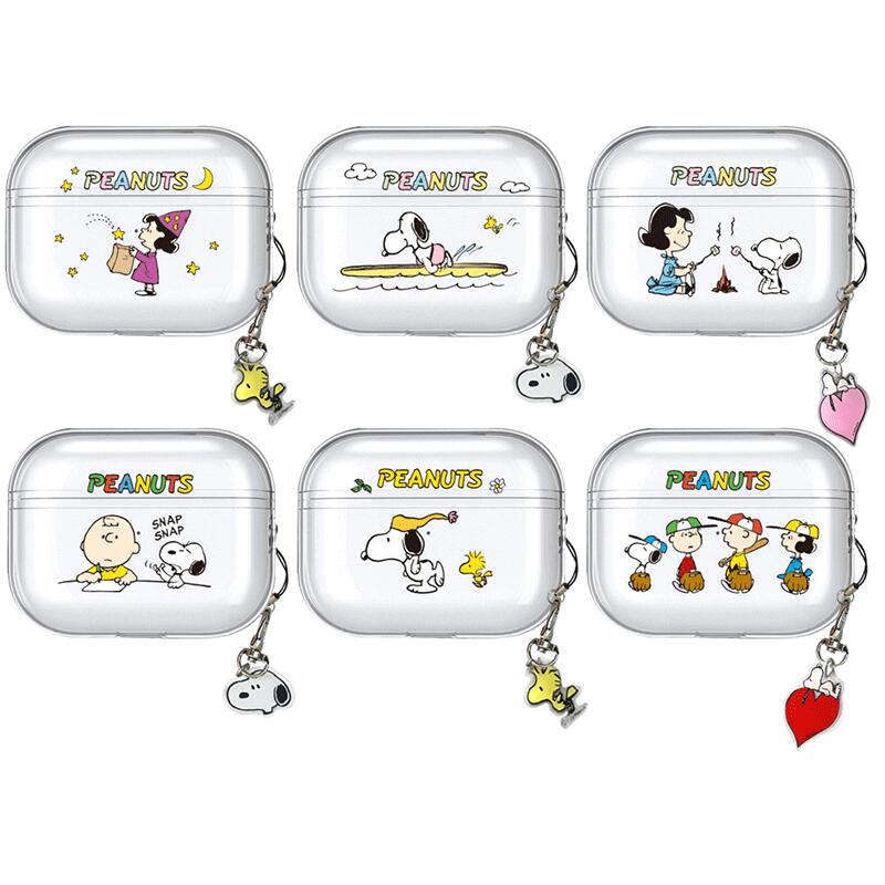 MW ピーナッツ スヌーピ S2 エアーポッズ プロ 第2世代 透明 ゼリー ケース カバー PEANUTS SNOOPY S2 AirPods Pro 2 CLEAR JELLY Case COVER キーホルダー付き