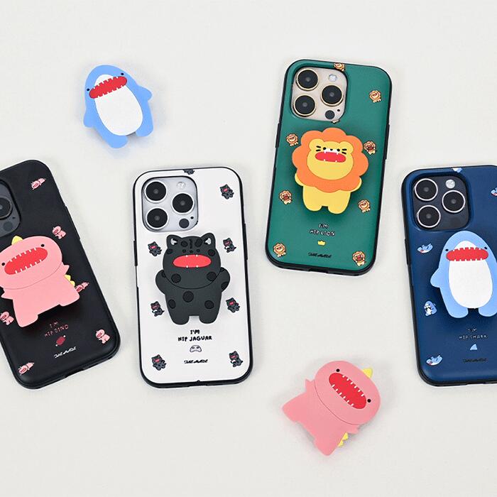 TM 肉食動物 パターン パッチ スマホグリップ iPhone Galaxy マグネット カード ドア バンパー ケース カバー スマホケース スマホスタンド かわいい グリップホルダー スマホリング シンプル スタンド ホルダー 落下防止 携帯スタンド スマホ グリップスタンド