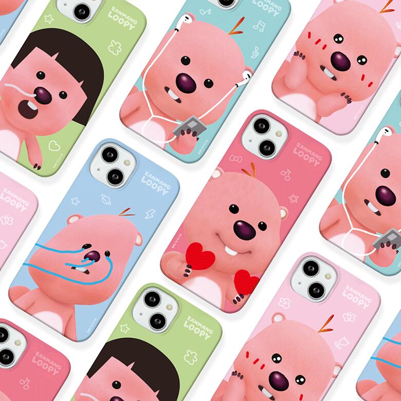 ルーピー iPhone Galaxy スリム ハード ケース カバー スマホケース ビッグフェースカラフル ZANMANG LOOPY BIG FACE COLORFUL SLIM HARD CASE COVER HH