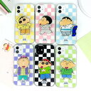 クレヨンしんちゃん パステルチェッカボード スマホグリップ iPhone Galaxy 透明ゼリー ケース カバー スマホケース スマホスタンド かわいい スマホグリップ グリップホルダー スマホリング シンプル スタンド ホルダー 落下防止 携帯スタンド スマホ グリップスタンド JN