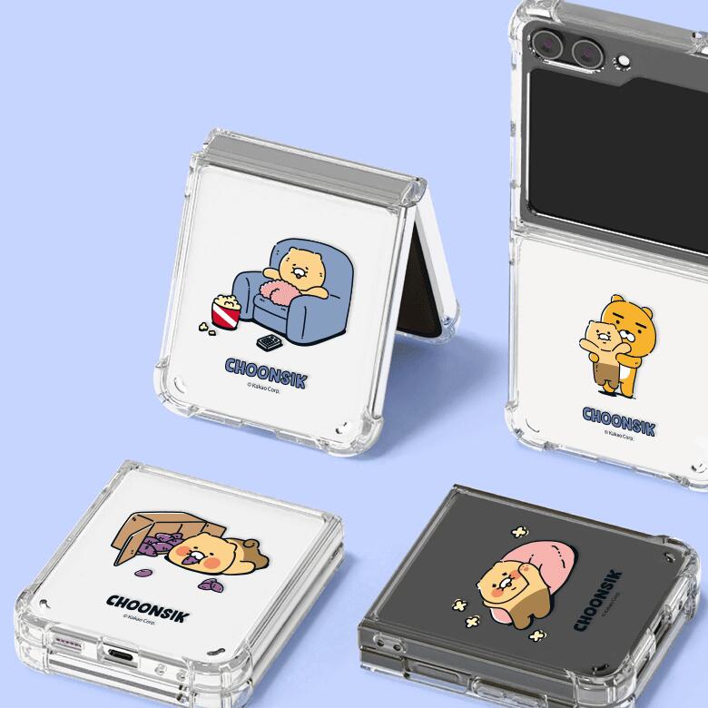 카카오프렌즈 춘식 갤럭시 Z 플립 6 카톤 방탄 케이스 커버 스마트폰 케이스 KAKAO FRIENDS CHOONSIK CARTOON Galaxy Z Flip 6 GELL HARD CASE COVER S2