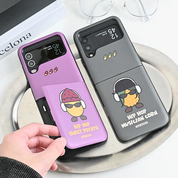 サツマイモ トウモロコシ ギャラクシー Z フリップ 3 4 5 6 マグネット ドア バンパー ケース カバー スマホケース SWEET POTATO CORN Galaxy Z Flip 3 4 5 6 MAGNETIC CARD DOOR BUMPER CASE カード2枚が収納できる実用性 ミラーが入っております。TM