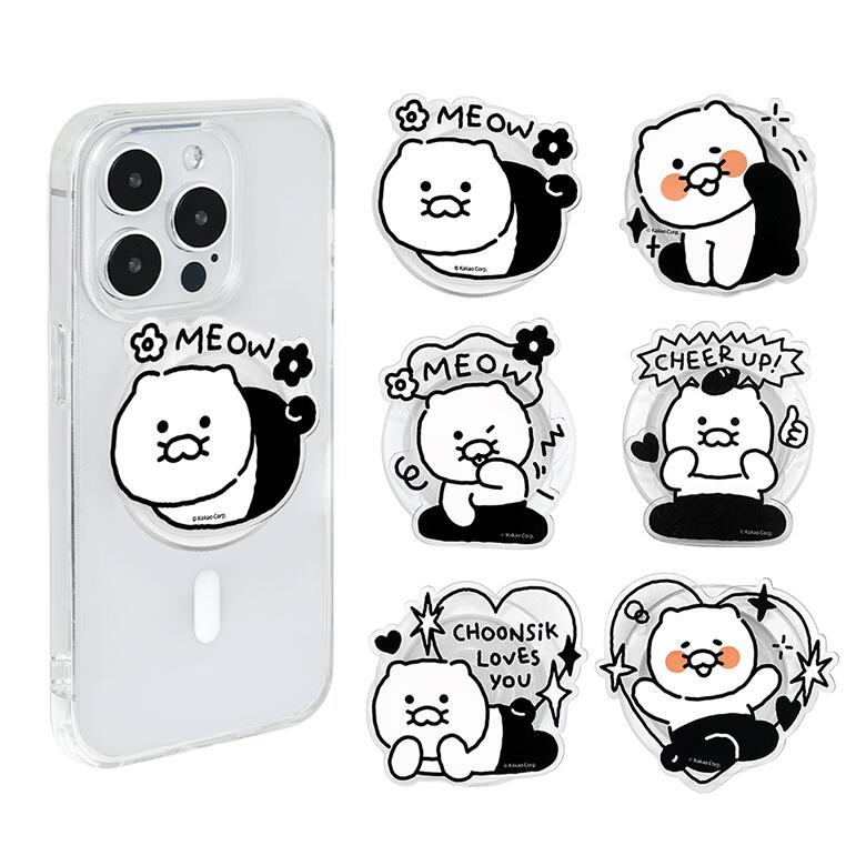 カカオフレンズ チュンシク ドゥードル ドゥードル Magsafe 対応 エポキシ スマホスタンド 強力磁石仕様 スマホグリップ グリップホルダー スタンド ホルダー 落下防止 携帯スタンド スマホ グリップスタンド マグセーフ対応 CHOONSIK DOODLE DOODLE MagSafe Grip