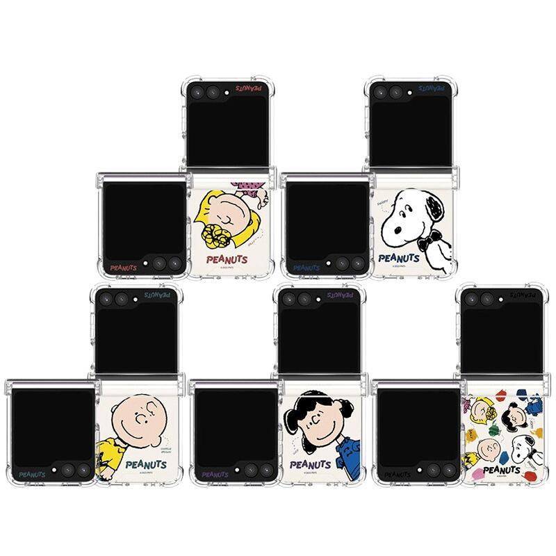 ピーナッツ スヌーピー ギャラクシー Z フリップ 4 5 6 ハロー フレンズ ヒンジ保護 ケース カバー スマホケース PEANUTS SNOOPY Galaxy Z Flip 4 5 6 HELLO FRIENDS Hinge protection Clear CASE COVER TR
