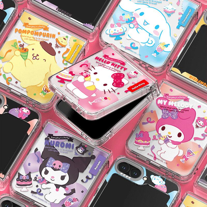 サンリオ ギャラクシー Z フリップ 5 6 7 パーティー クリスタル カラー ケース カバー スマホケース SANRIO PARTY Galaxy Z Flip 5 6 7 CRYSTAL COLOR CASE COVER SI