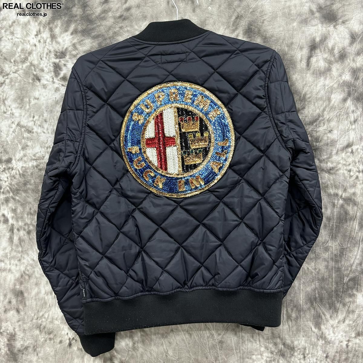 【中古】Supreme/シュプリーム【16SS】Sequin Patch Quilted Bomber Jacket/アルファロメオ キルティングジャケット/S