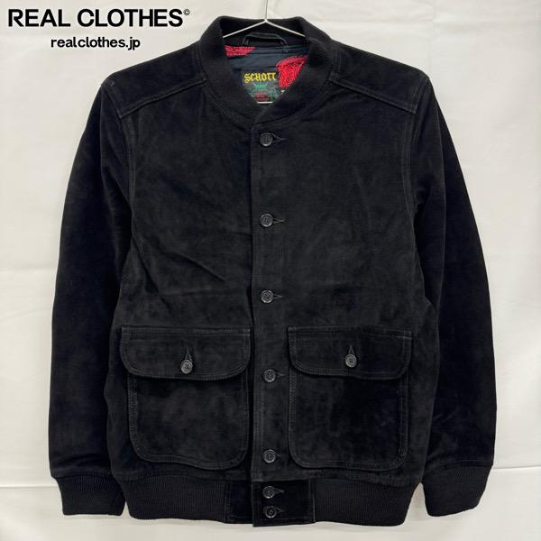 【中古】Supreme×Schott/シュプリーム×ショット【14SS】Suede Bomber Jacket/スウェード ボンバー ジャケット/ブラック/M