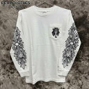 【中古】CHROME HEARTS/クロムハーツ OLD ダガー フローラルクロス 長袖 Tシャツ/ホワイト/S