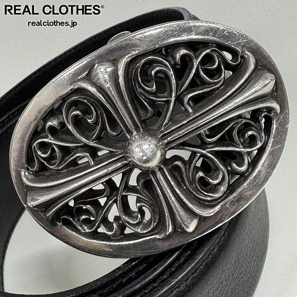 【中古】CHROME HEARTS/クロムハーツ OVAL CROSS クラシックオーバルクロスバックルベルト 36