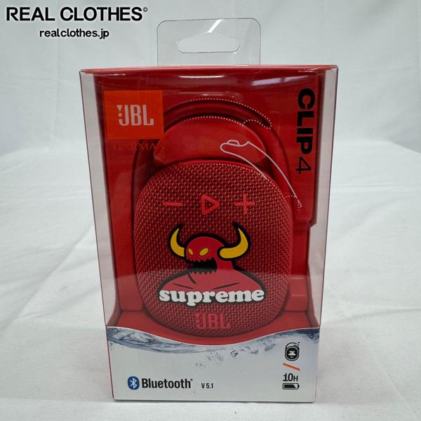 【中古】【未開封】Supreme×TOY MACHINE/シュプリーム×トイ マシン JBL CLIP 4/クリップ スピーカー/レッド 商品説明 カラー　 ：レッド付属品 ：画像に写るものが全てとなります。 サイズ 実寸約：(縦 17×横 11×マチ 6)cm 商品の状態 この商品のランク 　S 　 ※未開封で、使用感のない状態良好なお品物でございます。※動作しない・正常な動作がされない可能性もございます。動作に関してのクレームなどはご遠慮下さい。　また、万一に備え梱包は厳重に行わさせて頂きますが、精密機器の為、輸送中に破損、故障、パーツの欠損などがある可能性もございます。予めご了承下さい。 ※商品に関してご質問をいただきましてもお答え出来ない場合がございます。 ※商品の状態は弊社の基準により表記させて頂いております。 出品商品は【全て中古買取品】の為、商品によっては全てのダメージを掲載する事が難しく、掲載された情報以外にも、破損・汚れ・欠品・劣化の進行などがある場合もございます。 完璧なお品をお求めの方、また中古品にご理解のない方におきましては、恐れ入りますがご購入をお控え頂けますようお願い申し上げます。 S 未使用または新品同様のお品物 A コンディション良好な美品 B 使用感がある比較的良好なお品物 C 全体的に使用感のあるお品物 D 強い使用感または難ありのお品物 J ジャンク品 出品番号 32831 　※当店出品番号です。