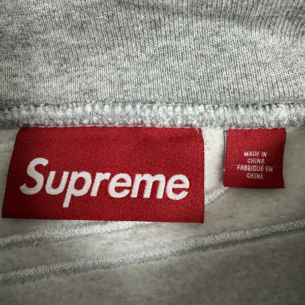 【中古】Supreme/シュプリーム【24AW】Satin Applique Hooded Sweatshirt/サテン ロゴ アップリケ フーデッド スウェットパーカー/グレー/S
