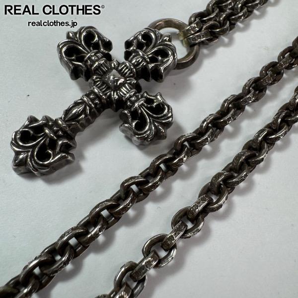 【中古】CHROME HEARTSクロムハーツ FILIG CROSS XS W PAPER CHAIN フィリグリークロス ペーパーチェーンネックレス