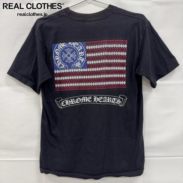 美品・US製★CHROME HEARTS ロンT M アメリカ国旗 希少デザイン CHROME HEARTS(クロムハーツ) American Flag 星条旗プリント