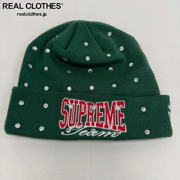 【中古】Supreme×NEW ERA/シュプリーム×ニューエラ【21AW】Rhinestone Beanie/ラインストーン ビーニー/ニット帽/ダークグリーン 商品説明 カラー　：ダークグリーン素材 ：お写真にございます品質表示タグをご確認ください。付属品 ：画像に写るものが全てとなります。 サイズ 実寸約：高さ 21.5cm※横幅に関しては伸縮性があるため計測しておりません。 商品の状態 この商品のランク 　B 　 ※使用に伴い、スレ、毛羽立ち等が見受けられます。 ※商品に関してご質問をいただきましてもお答え出来ない場合がございます。 ※商品の状態は弊社の基準により表記させて頂いております。 出品商品は【全て中古買取品】の為、商品によっては全てのダメージを掲載する事が難しく、掲載された情報以外にも、破損・汚れ・欠品・劣化の進行などがある場合もございます。 完璧なお品をお求めの方、また中古品にご理解のない方におきましては、恐れ入りますがご購入をお控え頂けますようお願い申し上げます。 S 未使用または新品同様のお品物 A コンディション良好な美品 B 使用感がある比較的良好なお品物 C 全体的に使用感のあるお品物 D 強い使用感または難ありのお品物 J ジャンク品 出品番号 33536 　※当店出品番号です。