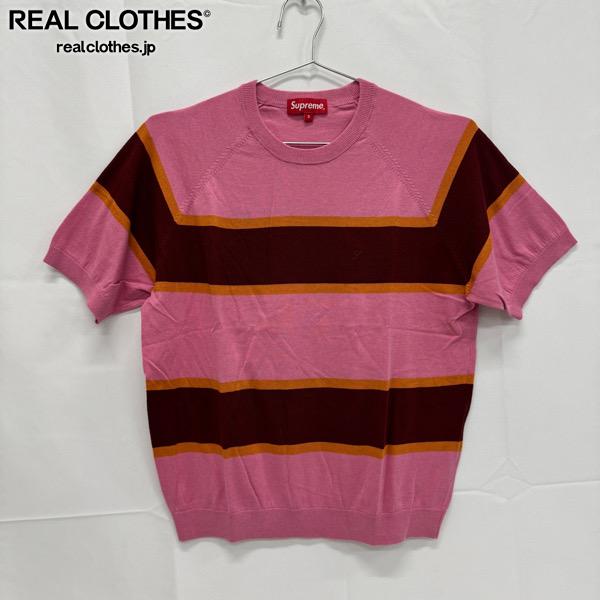 Rakuten - 【中古】Supreme/シュプリーム【17SS】Knit Stripe S/S Raglan Top/ストライプ 半袖ニット/ピンク/S