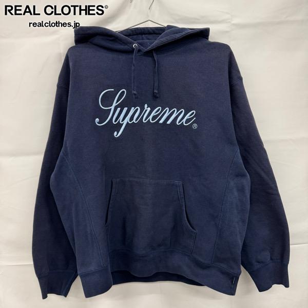 樂天商城 - 【中古】SUPREME/シュプリーム【23AW】Raised Script Hooded Sweatshirt/レイズド スクリプト スウェットシャツ/ネイビー/L