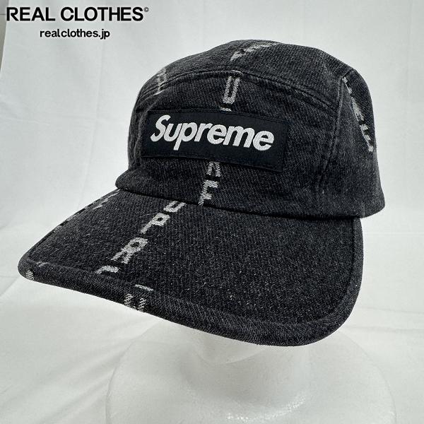 Supreme/シュプリームJacquard Logos Denim Camp Cap/ジャガード ロゴ デニム キャンプ キャップ ブラック