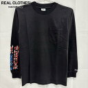 【中古】CHROME HEARTS/クロムハーツ OLD 星条旗 スクロールラベル 長袖 カットソー ブラック/S