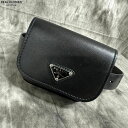 【中古】PRADA/プラダ 牛革 ポーチ付き ベルト ブラック 1CC500