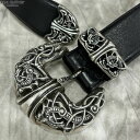 【中古】CHROME HEARTS/クロムハーツ 3ps ケルティック バックル 1.5インチ ストラップ ベルト