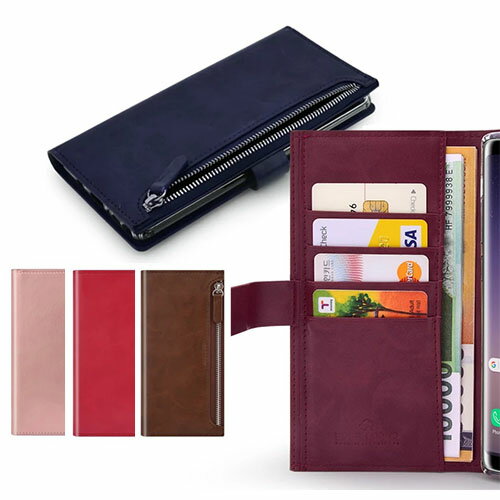HA Bestie Zipper Diary IC Suica 手帳型 iPhone Galaxy ケース カバー スマホケース 4枚のカードと1枚の小銭入れと1枚の紙幣を収納可能
