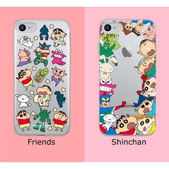 [CQ}CrayonShinchanわいわいClearJellyCase/クレヨンしんちゃん/iPhone/Galaxyカバー/スマホケース