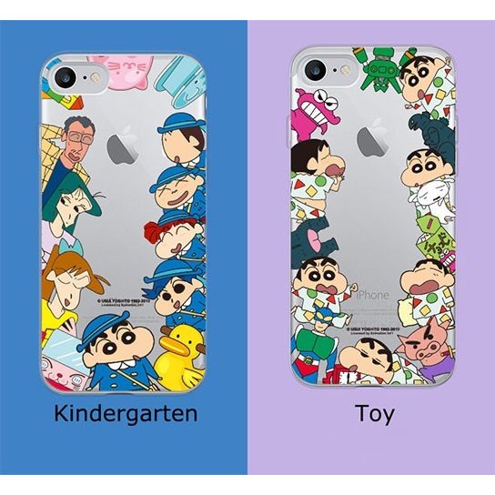 [CQ}CrayonShinchanわいわいClearJellyCase/クレヨンしんちゃん/iPhone/Galaxyカバー/スマホケース