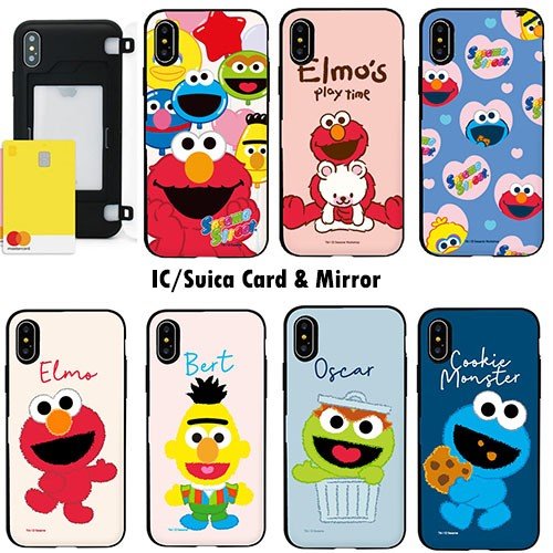 MW SESAME STREET Friends Card Mirror Bumper IC Suica カード収納可能 iPhone Galaxy ケース カバー スマホケース