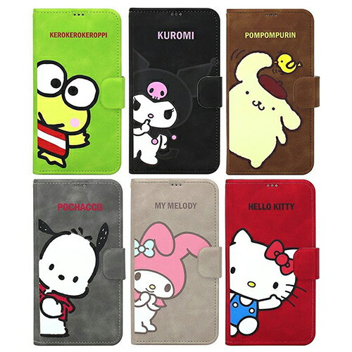 79/ Sanrio Character Suede Diary 手帳型 IC Suica カード収納可能 iPhone Galaxy ケース カバー スマホケース