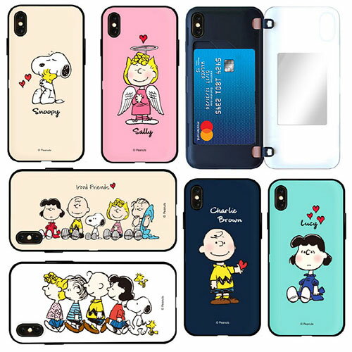 FT Snoopy Card Mirror Bumper スヌーピー IC Suica カード収納可能 iPhone Galaxy ケース カバー スマホケース