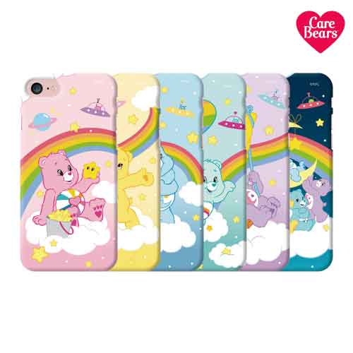 CQ ケアベア iPhone Galaxy スリム ハード ケース カバー スマホケース Care Bears Rainbow