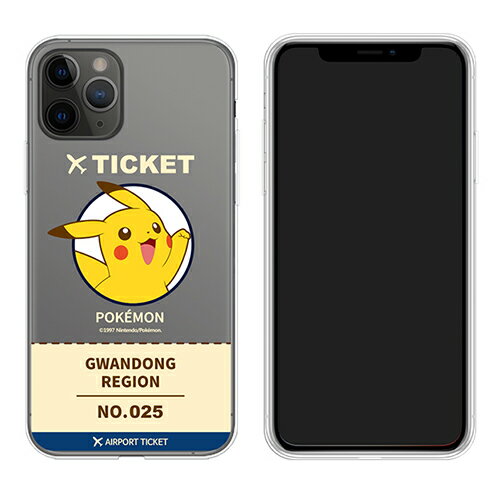 CQ ポケモン iPhone Galaxy ケース カバー スマホケース POKEMON PIKACHU ピカチュウ Air Plane Ticket Clear Jelly