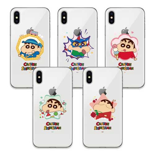 CQ クレヨンしんちゃん ビッグ フレーム iPhone Galaxy 透明ゼリー ケース カバー スマホケース Crayon Shinchan Big Frame Clear Jelly