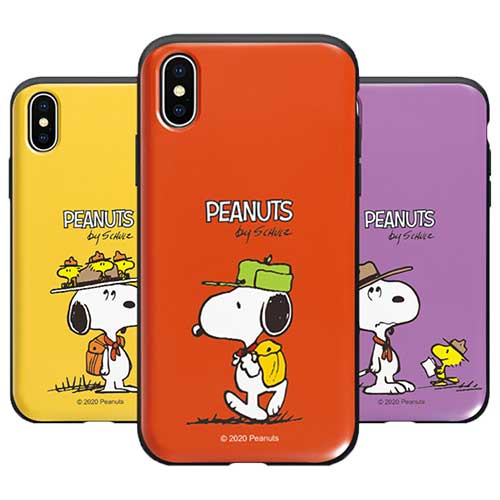 JH PEANUTS Snoopy Camping Card Slide スヌーピー IC Suica カード収納可能 iPhone Galaxy カバー スマホケース