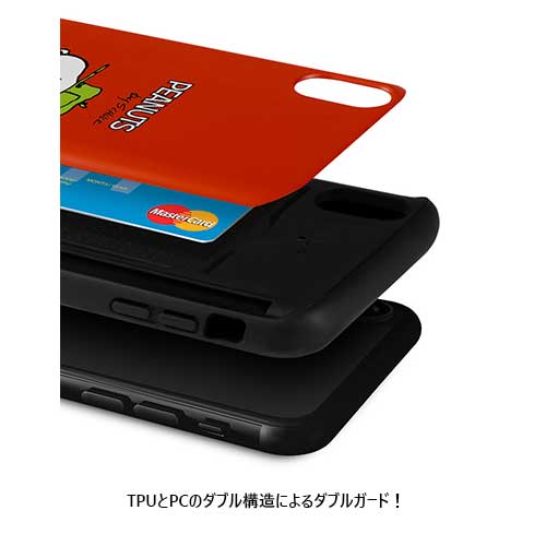 JH PEANUTS Snoopy Camping Card Slide スヌーピー IC Suica カード収納可能 iPhone Galaxy カバー スマホケース