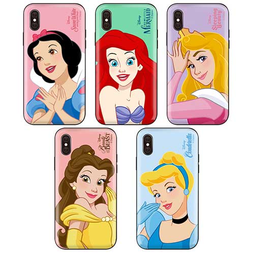 TR ディズニープリンセス ベーシック iPhone Galaxy マグネット カード ドア バンパー ケース カバー スマホケース Disney Princess Basic Card Mirror Bumper IC Suica カード収納可能