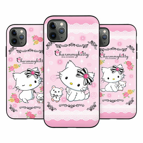 79 チャーミーキティ iPhone Galaxy カバー スマホケース SANRIO Charmmy Kitty Black Ribbon Magnetic Card Door Bumper マグネット吸着 IC カード Suica カード収納可能