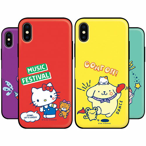 79 ハローキティ マイメロディ リトルツインスターズ ポムポムプリン iPhone Galaxy カバー スマホケース SANRIO Characters Music Magnetic Card Door Bumper マグネット吸着 IC カード Suica カード収納可能