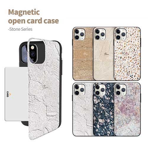 [DC] Stone Magnetic Card Door Bumper/マグネット吸着/ICカード/Suica/カード収納可能/iPhone/Galaxy/カバー/スマホケース