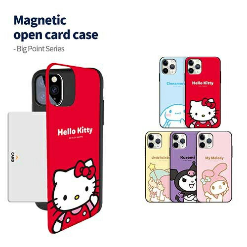 SI サンリオ ビッグ ポイント iPhone Galaxy マグネット カード ドア バンパー ケース カバー スマホケース Sanrio Characters Hello Kitty and Friends Big Point Magnetic Card Mirror Bumper